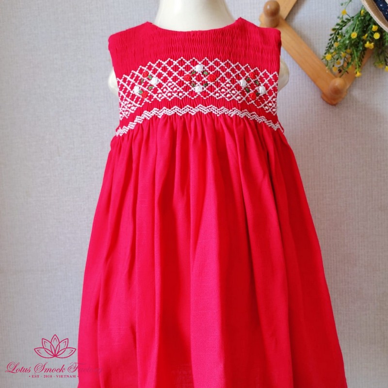 Spring Summer Dress 2025 Sleeveless Red Dress Wholesale Smocked Clothing