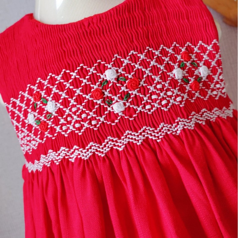 Spring Summer Dress 2025 Sleeveless Red Dress Wholesale Smocked Clothing