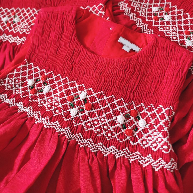 Spring Summer Dress 2025 Sleeveless Red Dress Wholesale Smocked Clothing
