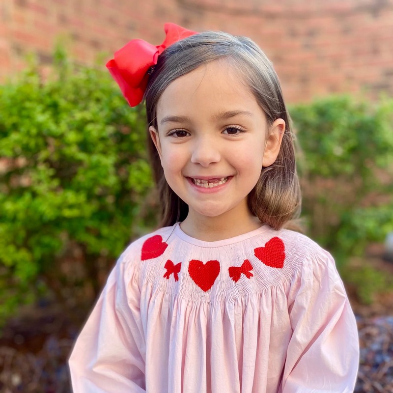 Smocked Valentine Dress 2026 Pink Heart Bow Dress Wholesale Smocked Clothing