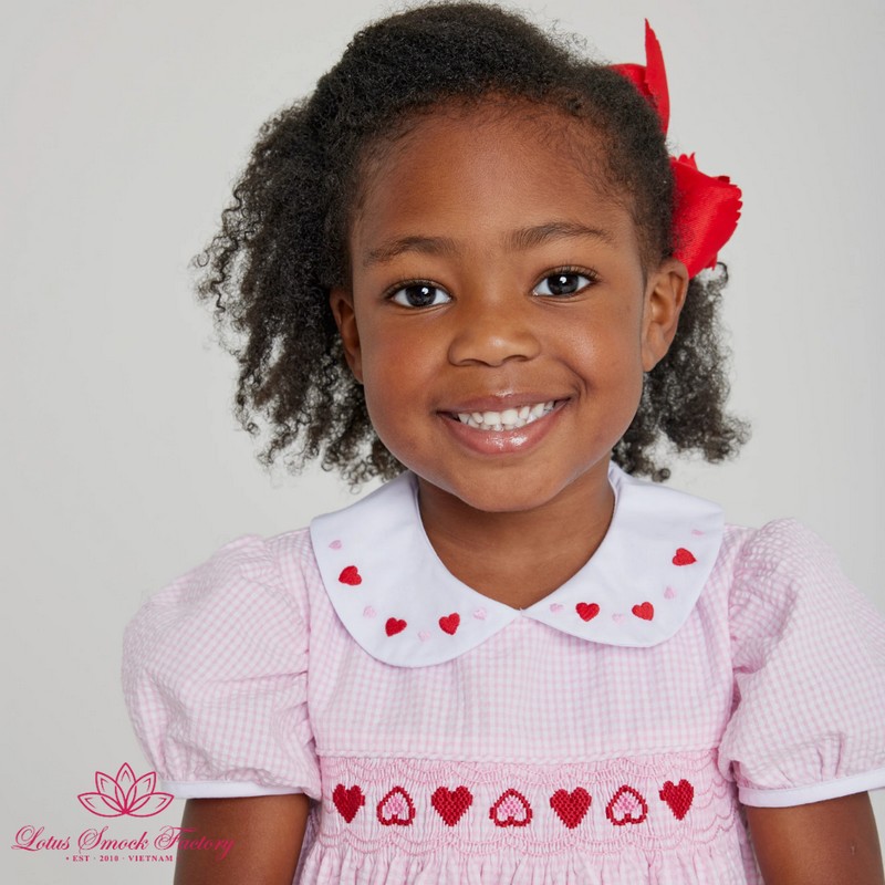Smocked Valentine Dress 2025 Pink White Checkered Heart Dress Wholesale Smocked Clothing
