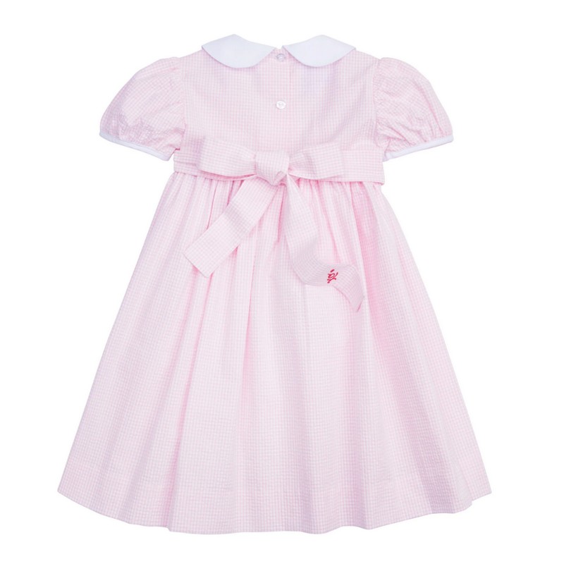 Smocked Valentine Dress 2026 Pink White Checkered Heart Dress Wholesale Smocked Clothing
