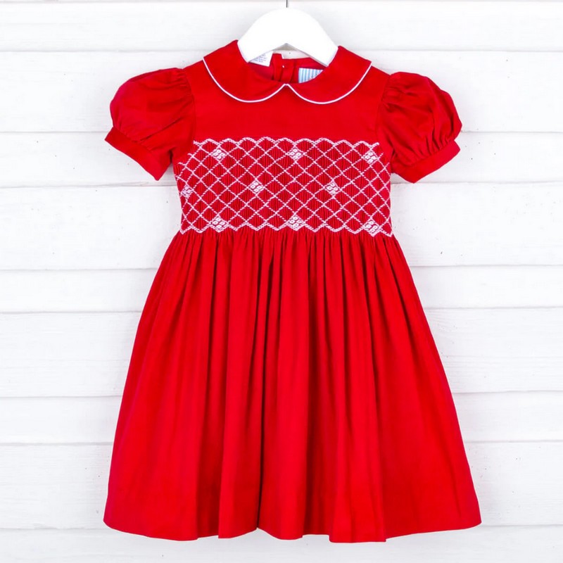 Smocked Valentine Dress 2025 Red Dress Wholesale Smocked Clothing