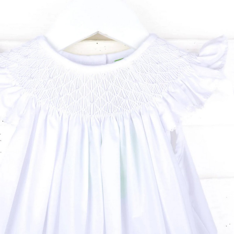 Smocked Valentine Dress 2025 White Bishop Dress Wholesale Smocked Clothing