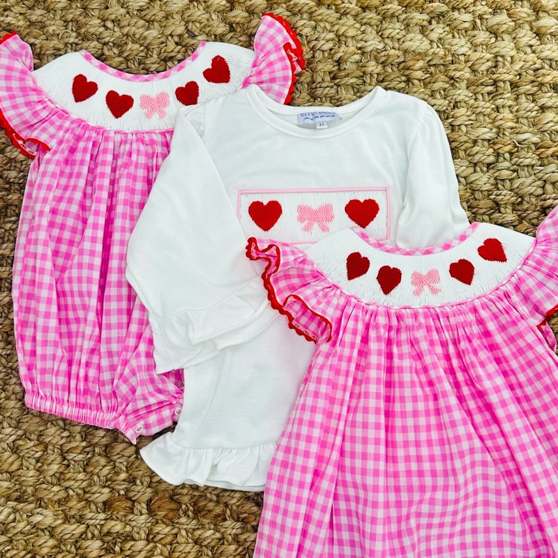 Smocked Valentine Outfit 2025 Cute Heart Bubble Wholesale Smocked Clothing