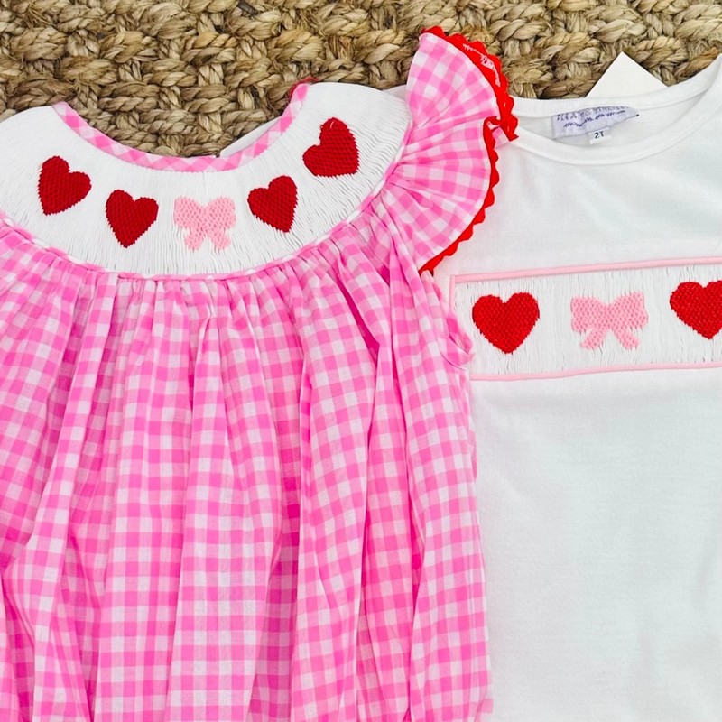 Smocked Valentine Outfit 2025 Cute Heart Bubble Wholesale Smocked Clothing