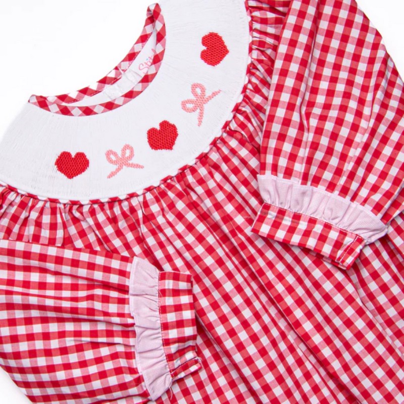 Smocked Valentine Outfit 2025 Long Sleeve Bubble Wholesale Smocked Clothing