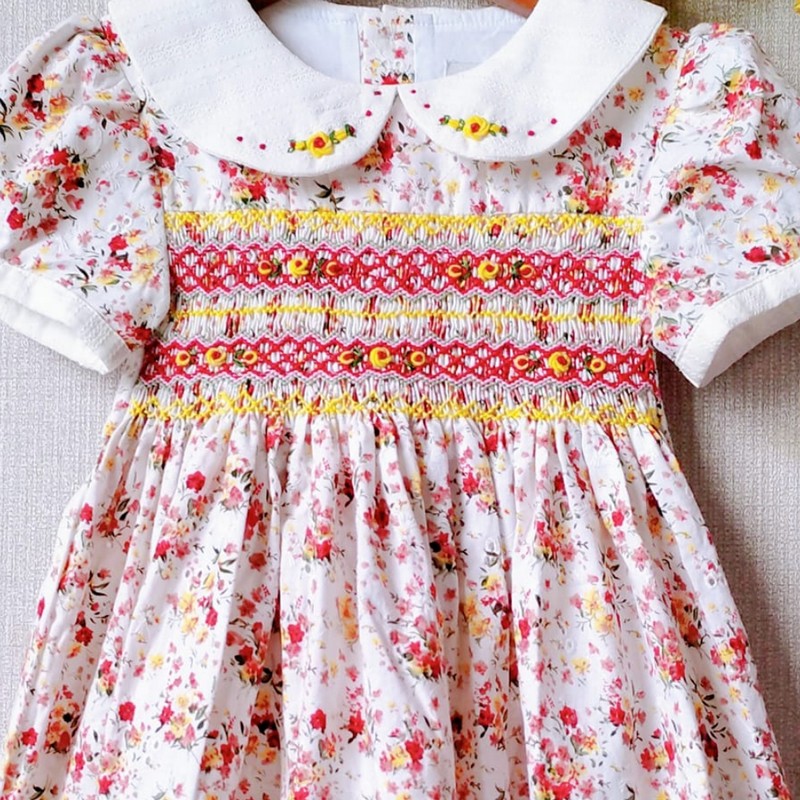 Spring Summer Dress 2026 Floral Geometric Smocked Dress Wholesale Smocked Clothing