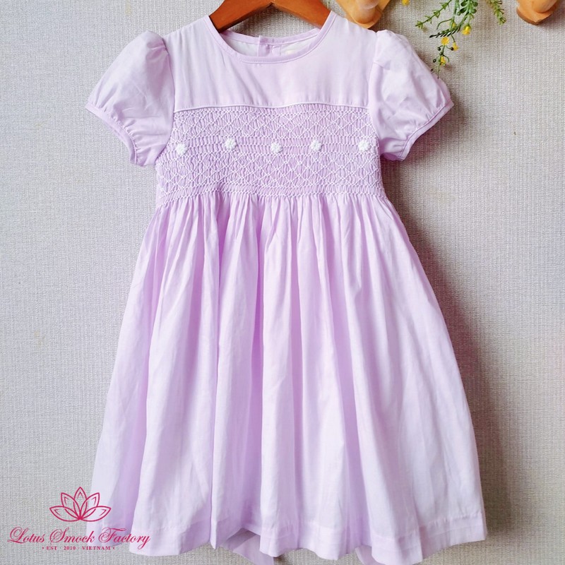 Spring Summer Dress 2025 Light Purple Geometric Smocked Dress Wholesale Smocked Clothing