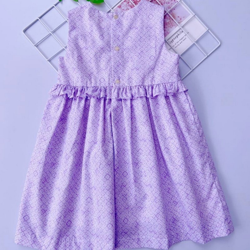 Spring Summer Dress 2026 Purple Geometric Smocked Dress Wholesale Smocked Clothing