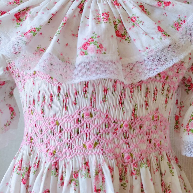 Spring Summer Dress 2025 Rose Geometric Smocked Dress Wholesale Smocked Clothing