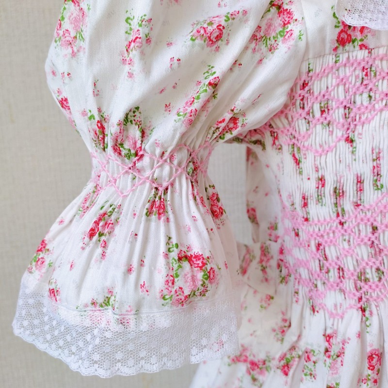 Spring Summer Dress 2025 Rose Geometric Smocked Dress Wholesale Smocked Clothing
