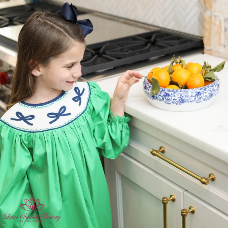 St Patrick Dress 2025 Green Bow Dress Wholesale Smocked Clothing