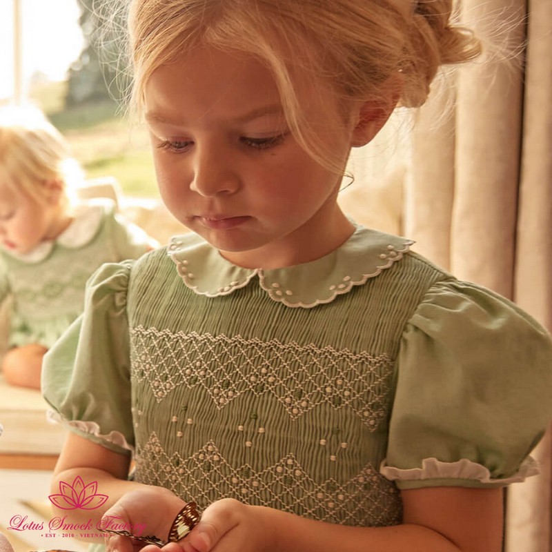 St Patrick Dress 2025 Green Geometric Dress Wholesale Smocked Clothing