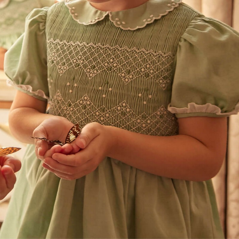 St Patrick Dress 2025 Green Geometric Dress Wholesale Smocked Clothing