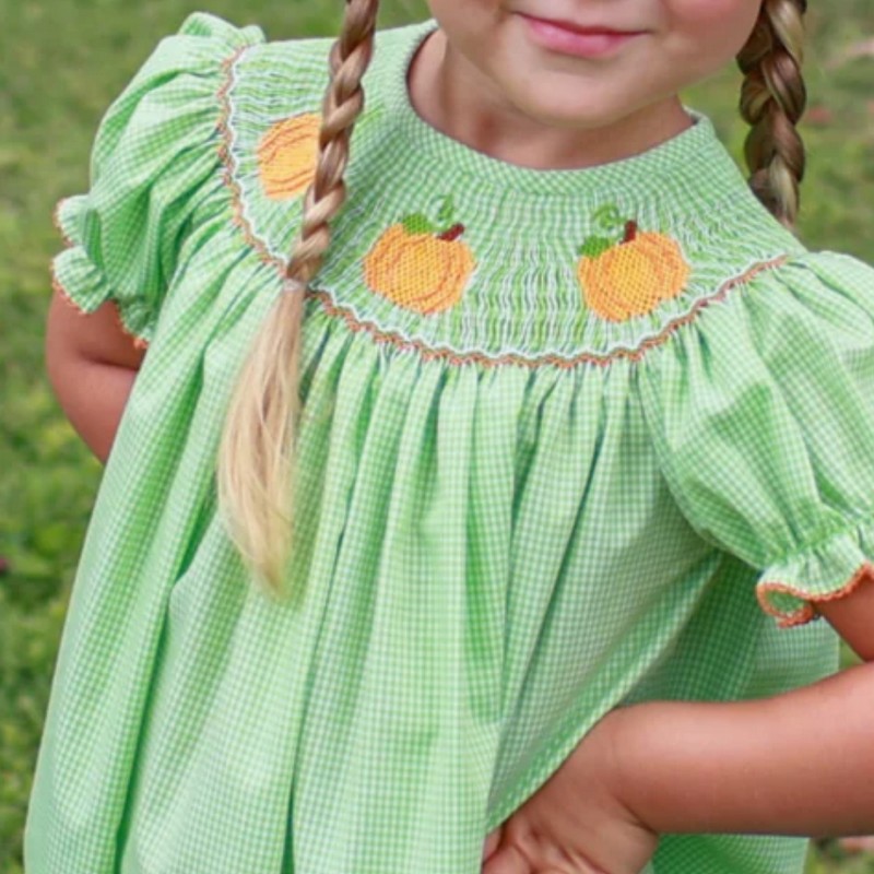 St Patrick Dress 2026 Green Pumpkin Dress Wholesale Smocked Clothing