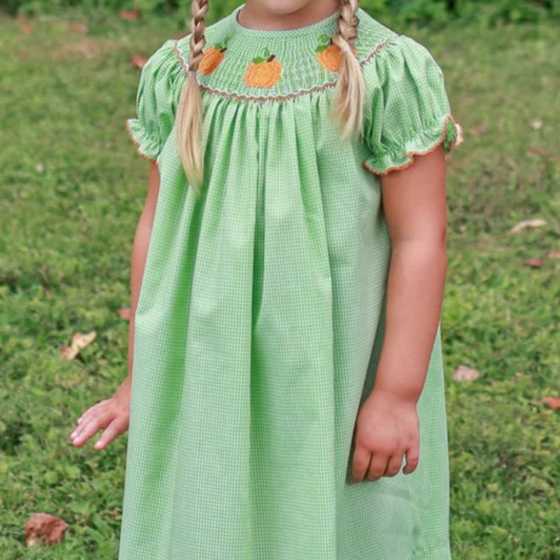 St Patrick Dress 2026 Green Pumpkin Dress Wholesale Smocked Clothing