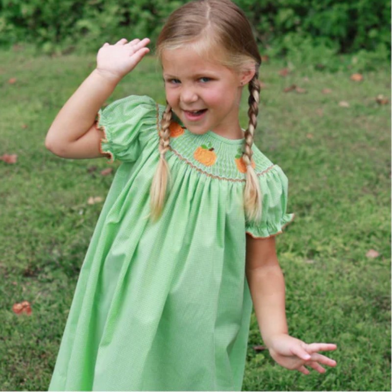 St Patrick Dress 2026 Green Pumpkin Dress Wholesale Smocked Clothing