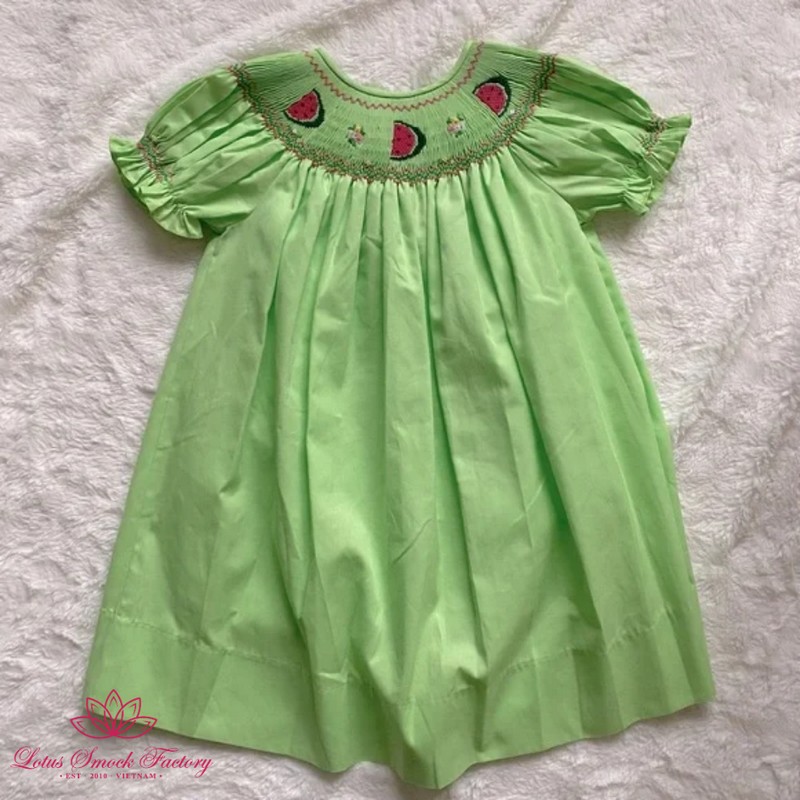St Patrick Dress 2025 Green Watermelon Dress Wholesale Smocked Clothing