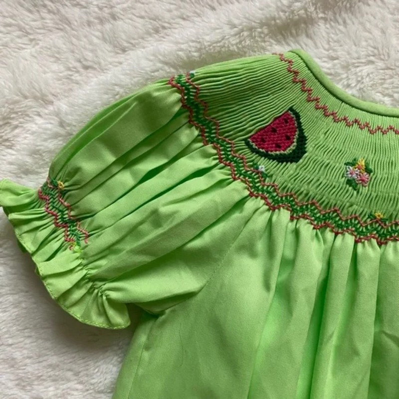 St Patrick Dress 2025 Green Watermelon Dress Wholesale Smocked Clothing