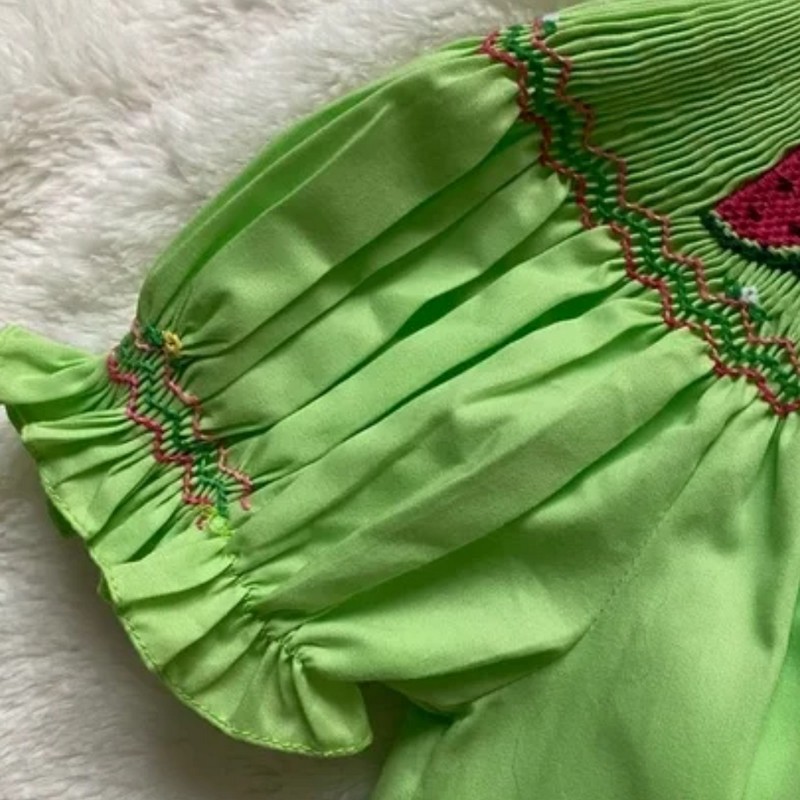 St Patrick Dress 2025 Green Watermelon Dress Wholesale Smocked Clothing