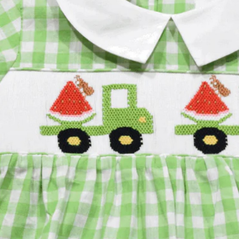 St Patrick Dress 2026 Truck Watermelon Dress Wholesale Smocked Clothing