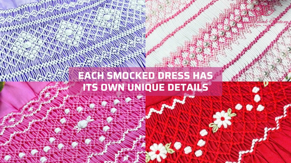 Smocked dresses’ unique features are made by hand