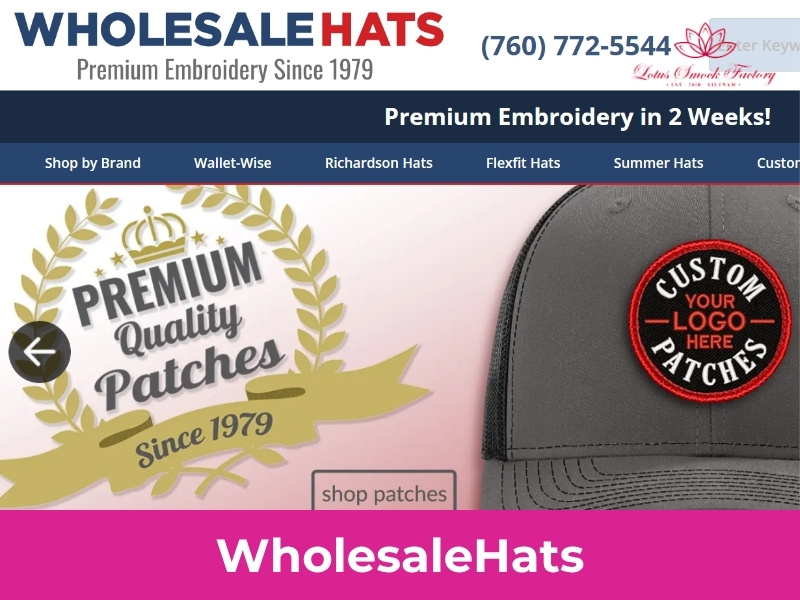 Custom hat embroidery wholesale