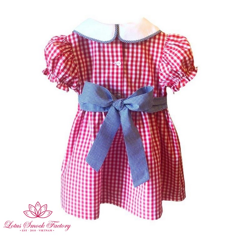 Back to School Outfit 2026 Red Gingham Apple Smocked Dress Wholesale Smocked Clothing