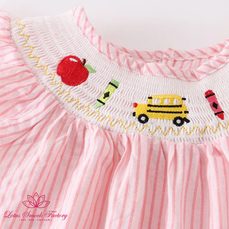 Back to School Outfit 2026 School Supplies Smocked Dress Wholesale Smocked Clothing