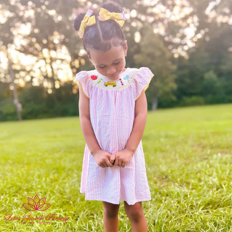 Back to School Outfit 2025 School Supplies Smocked Dress Wholesale Smocked Clothing