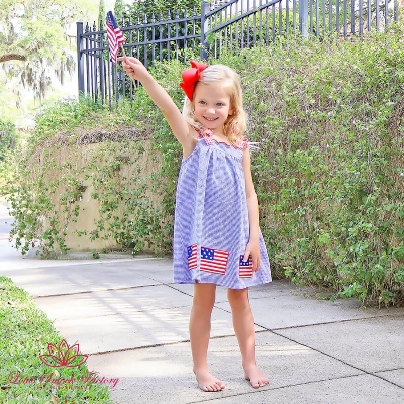 Fourth of July Outfit 2025 American Flag Dress Wholesale Smock Clothing