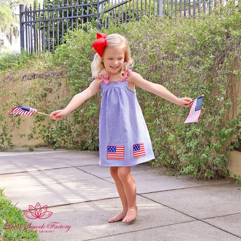Fourth of July Outfit 2026 American Flag Dress Wholesale Smock Clothing