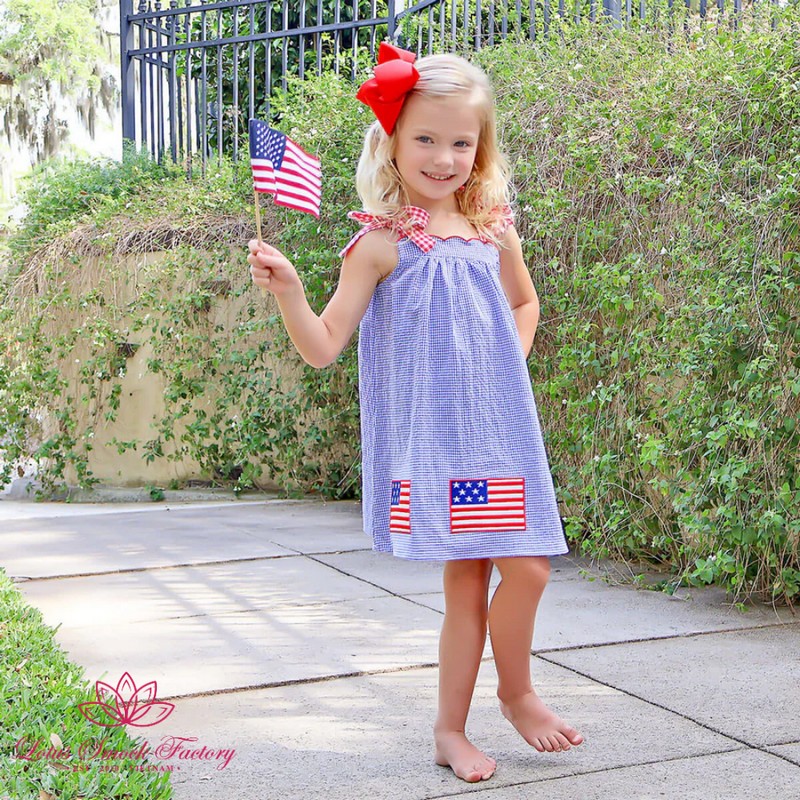 Fourth of July Outfit 2026 American Flag Dress Wholesale Smock Clothing