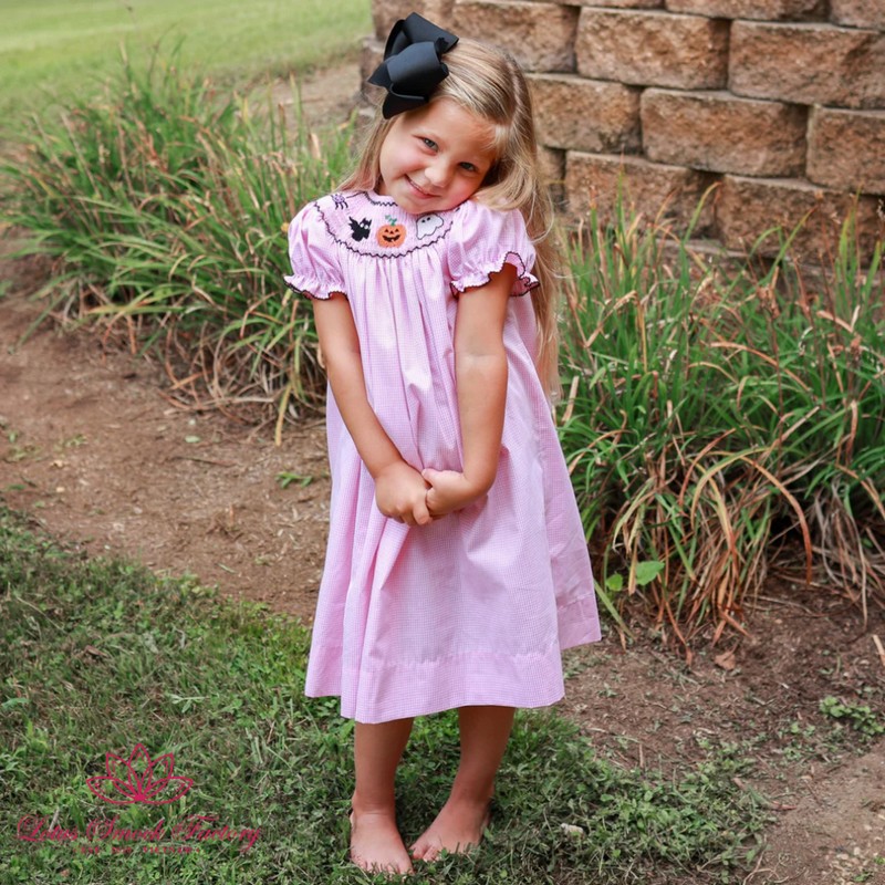 Halloween Outfit 2026 Light Pink Halloween Icons Smocked Dress Wholesale Smocked Clothing
