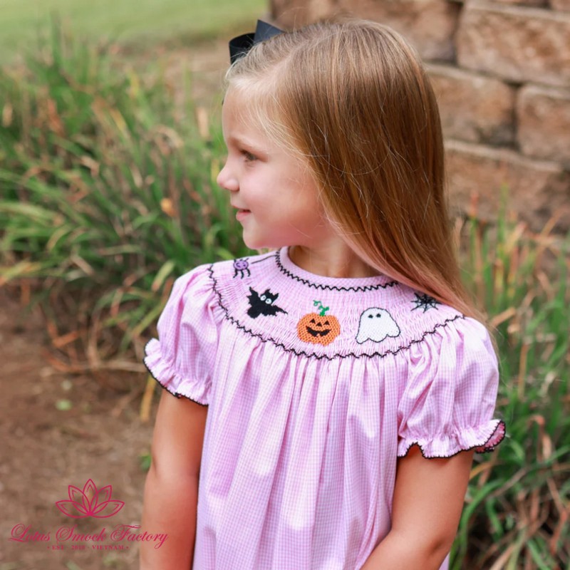 Halloween Outfit 2026 Light Pink Halloween Icons Smocked Dress Wholesale Smocked Clothing