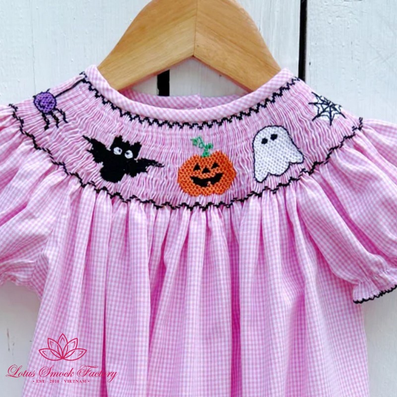 Halloween Outfit 2026 Light Pink Halloween Icons Smocked Dress Wholesale Smocked Clothing