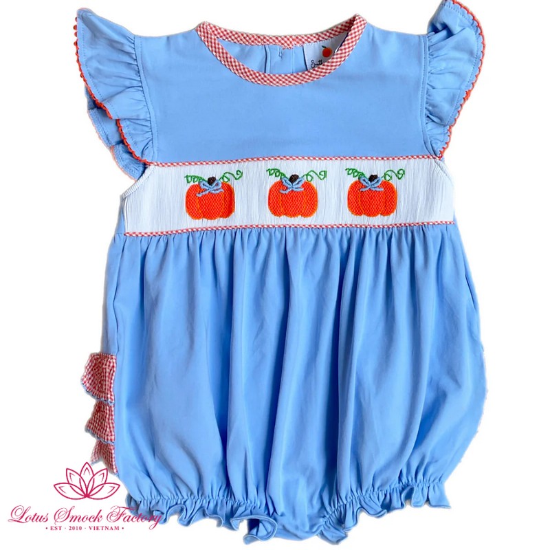 Halloween Outfit 2026 Pumpkin Smocked Bubble Wholesale Smocked Clothing