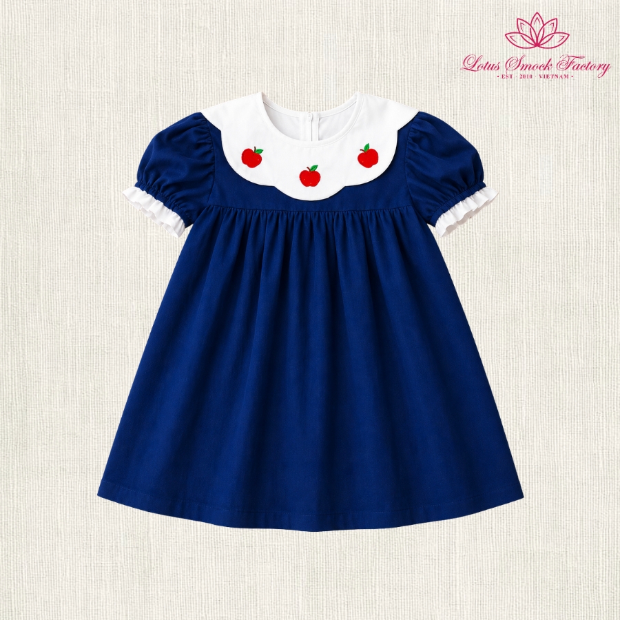 Apple Embroidered Dress Wholesale Smocked Clothing