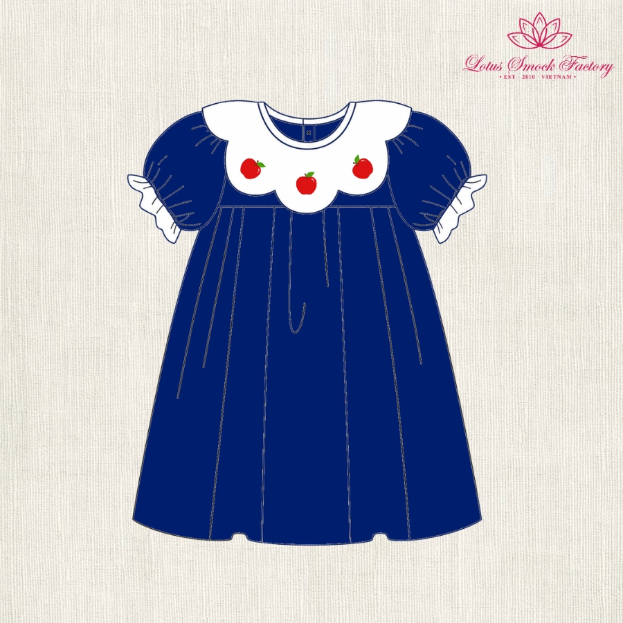 Apple Embroidered Dress Wholesale Smocked Clothing