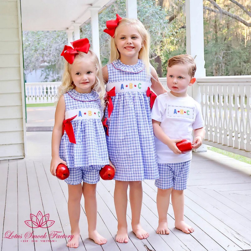 Back to School Outfit 2026 ABC Smocked Set Wholesale Smocked Clothing