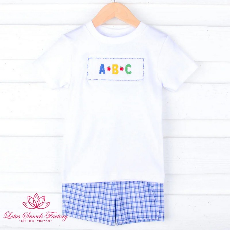 Back to School Outfit 2026 ABC Smocked Set Wholesale Smocked Clothing