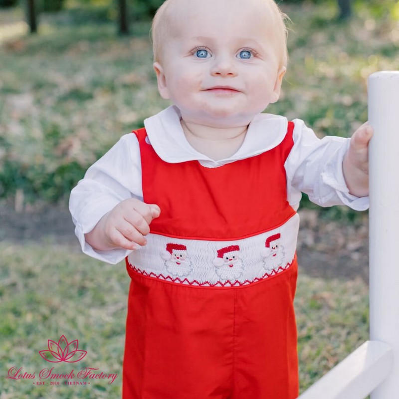 Christmas Outfit 2025 Santa Claus Smocked Longall Wholesale Smocked Clothing