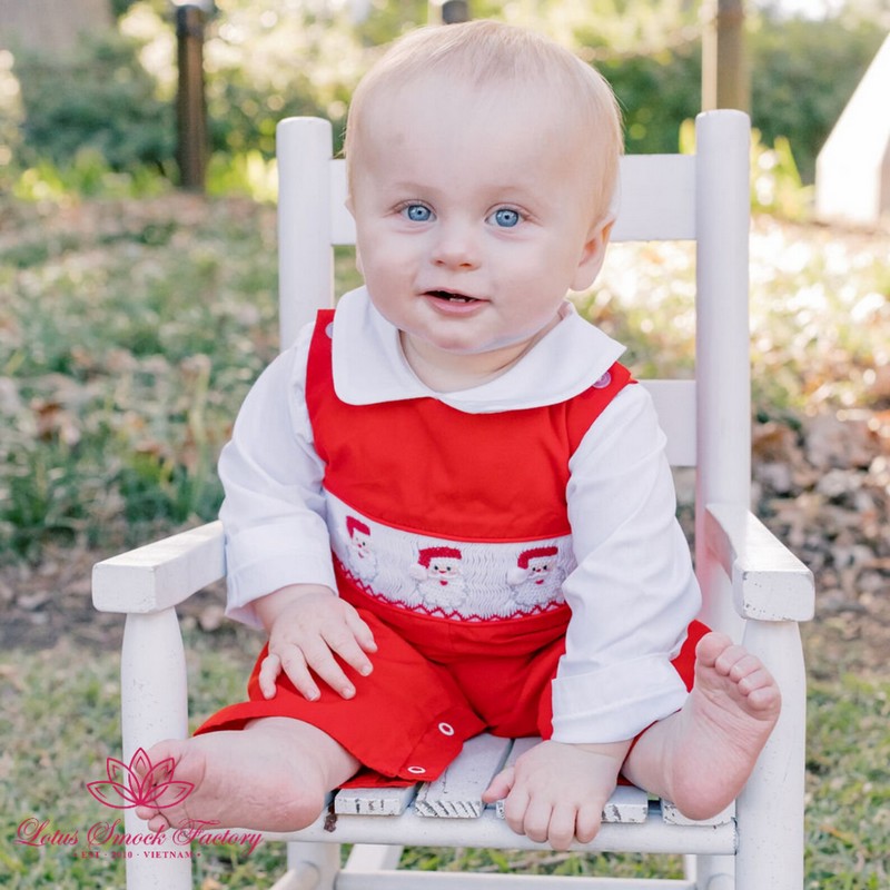 Christmas Outfit 2025 Santa Claus Smocked Longall Wholesale Smocked Clothing
