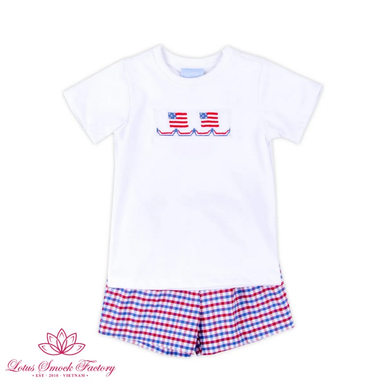 Fourth of July Outfit 2026 American Flag Set Wholesale Smocked Clothing