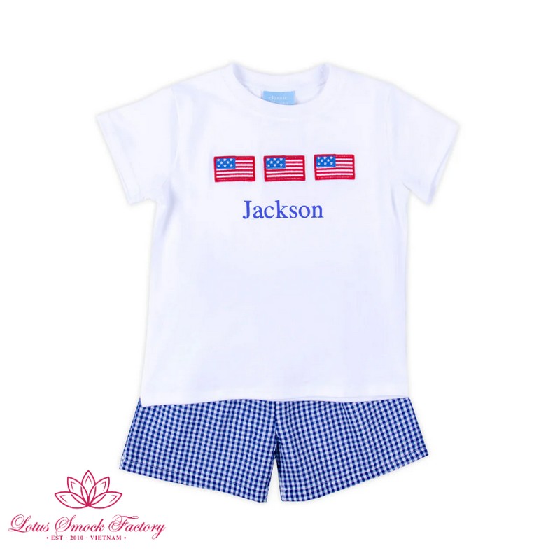 Fourth of July Outfit 2026 American Flag Set Wholesale Smocked Clothing