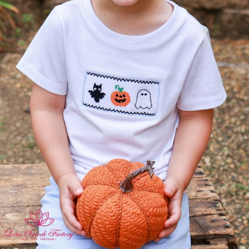 Halloween Outfit 2026 Bat Pumpkin Ghost Smocked Set Wholesale Smocked Clothing