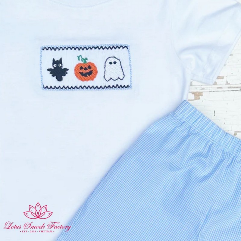 Halloween Outfit 2026 Bat Pumpkin Ghost Smocked Set Wholesale Smocked Clothing
