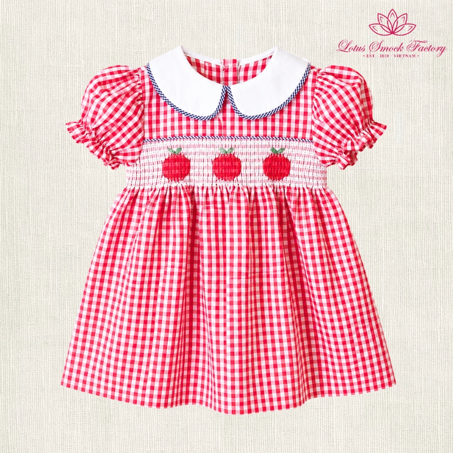 red and white smock dress Luna Red Long Sleeve Smocked Dress