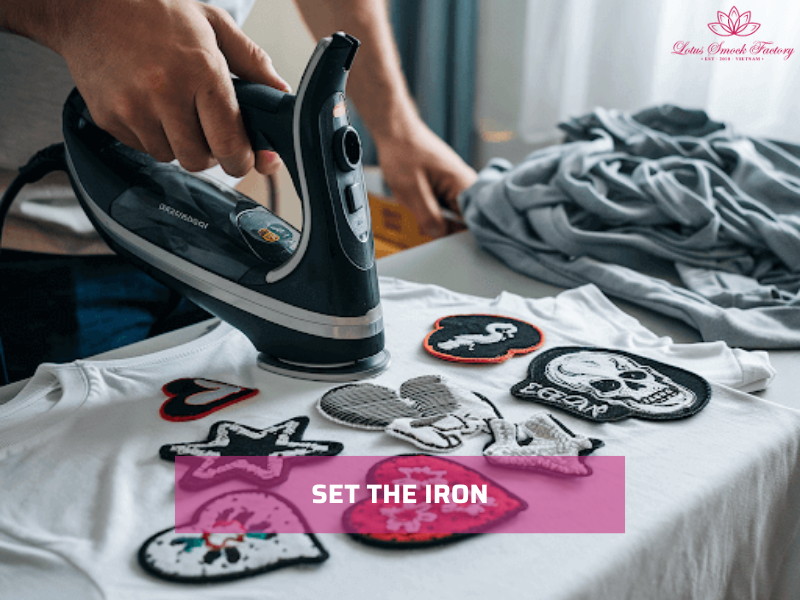 Set the iron after positioning the patch
